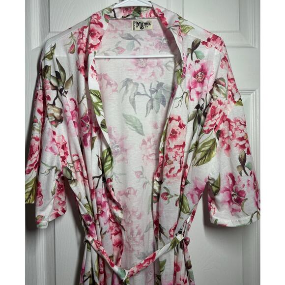 Show Me your Mumu Women O/S Short Sleeve Pink Floral Robe with Belt Intimate - Picture 2 of 8